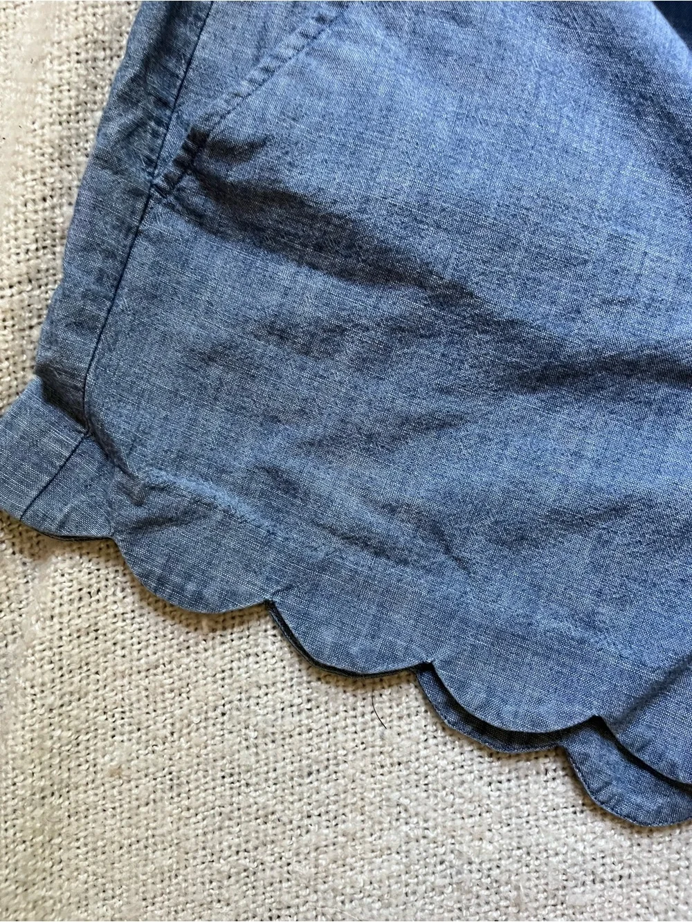 J.Crew Scallop Hem Women's Linen Shorts - Blue